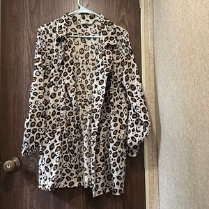 Leopard Print Open Front Cardigan